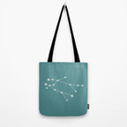 Gemini Zodiac Star Constellation Line Art Teal Tote Bag Gallery Image 2