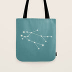 Gemini Zodiac Star Constellation Line Art Teal Tote Bag Gallery Image 1