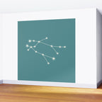 Gemini Zodiac Star Constellation Line Art Teal Wall Mural Gallery Image 2