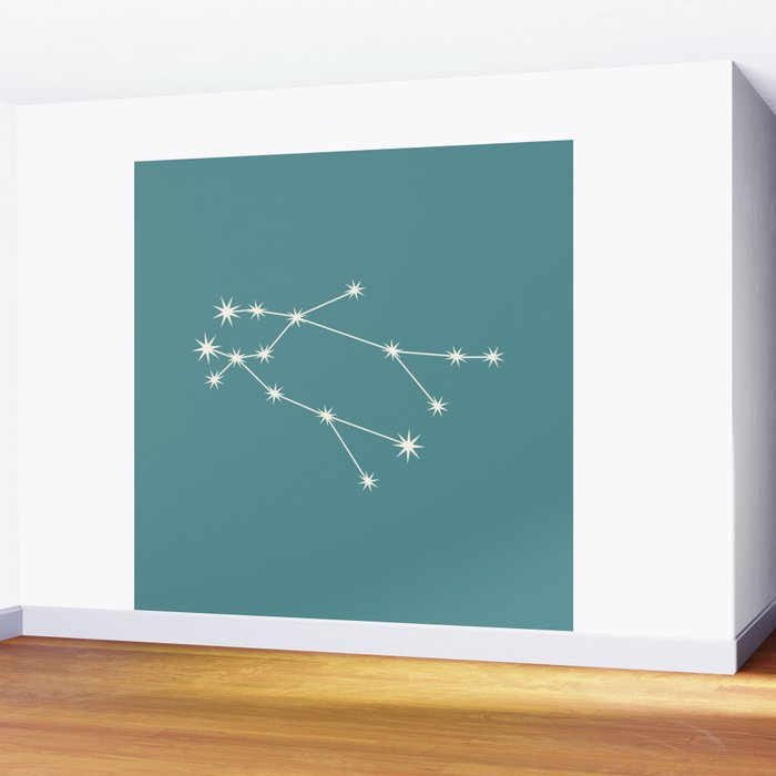 Gemini Zodiac Star Constellation Line Art Teal Wall Mural Gallery Image 2