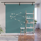 Gemini Zodiac Star Constellation Line Art Teal Wall Mural Gallery Image 1