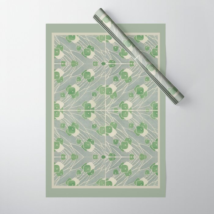Green Geometric 1915 Hannah Borger Overbeck Wrapping Paper Gallery Image 1