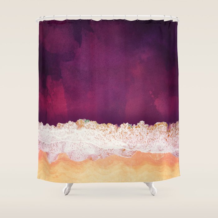 Maroon Ocean Shower Curtain Gallery Image 1
