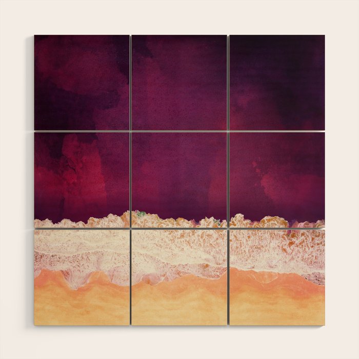 Maroon Ocean Wood Wall Art Gallery Image 1