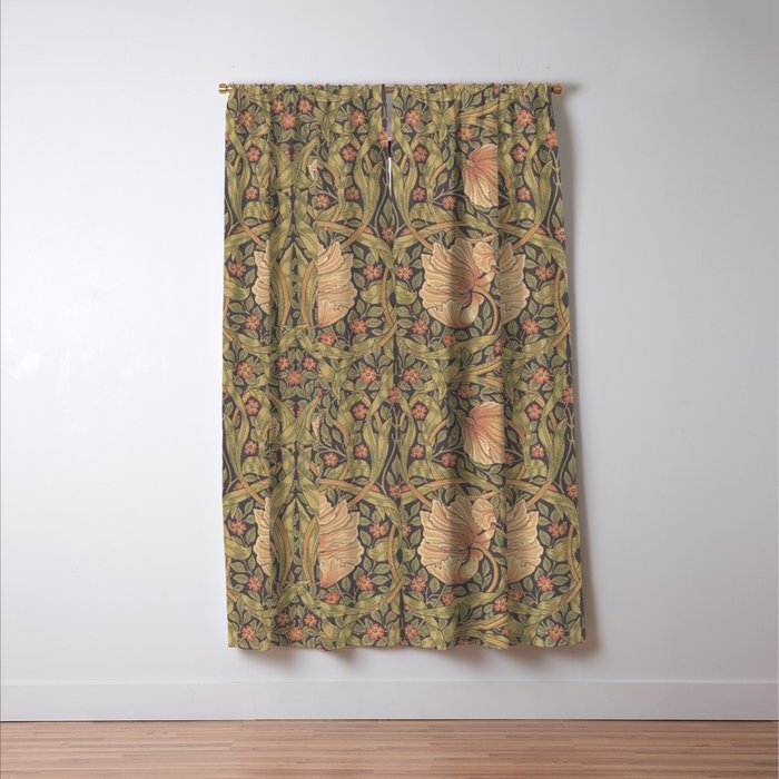 William Morris Vintage Pimpernel Bullrush Russet Minor Window Curtain Gallery Image 3