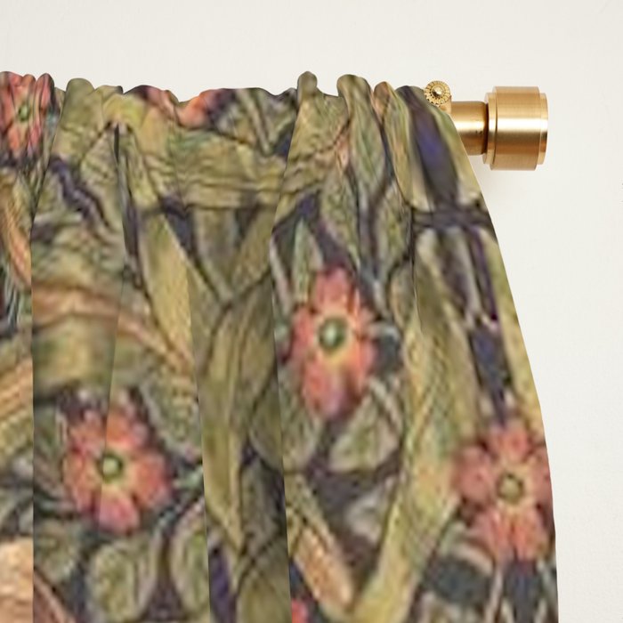 William Morris Vintage Pimpernel Bullrush Russet Minor Window Curtain Gallery Image 2
