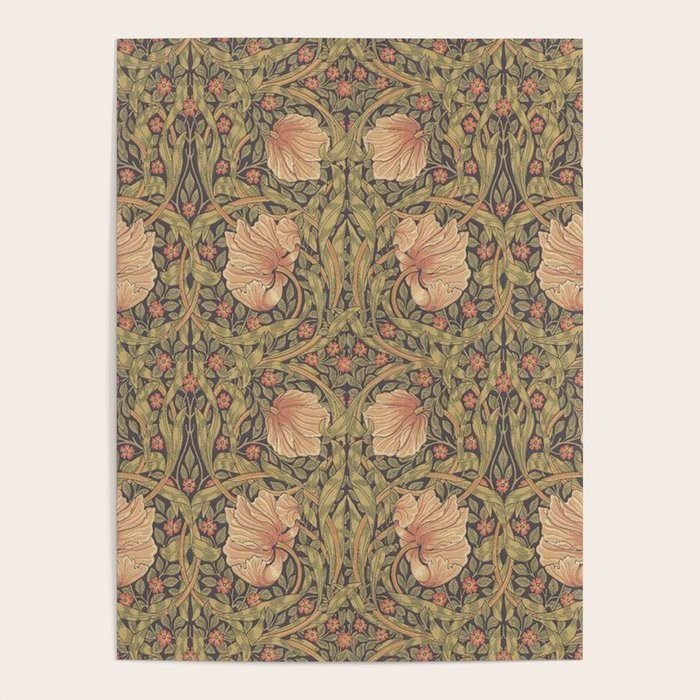 William Morris Vintage Pimpernel Bullrush Russet Minor Poster Gallery Image 4
