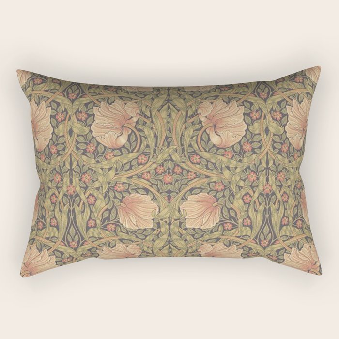 William Morris Vintage Pimpernel Bullrush Russet Minor Rectangular Pillow Gallery Image 2