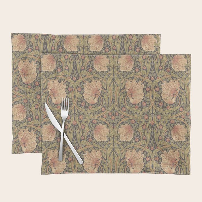 William Morris Vintage Pimpernel Bullrush Russet Minor Placemat Gallery Image 1