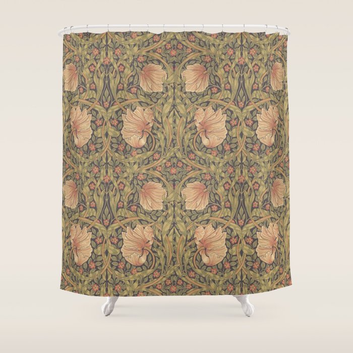 William Morris Vintage Pimpernel Bullrush Russet Minor Shower Curtain Gallery Image 1