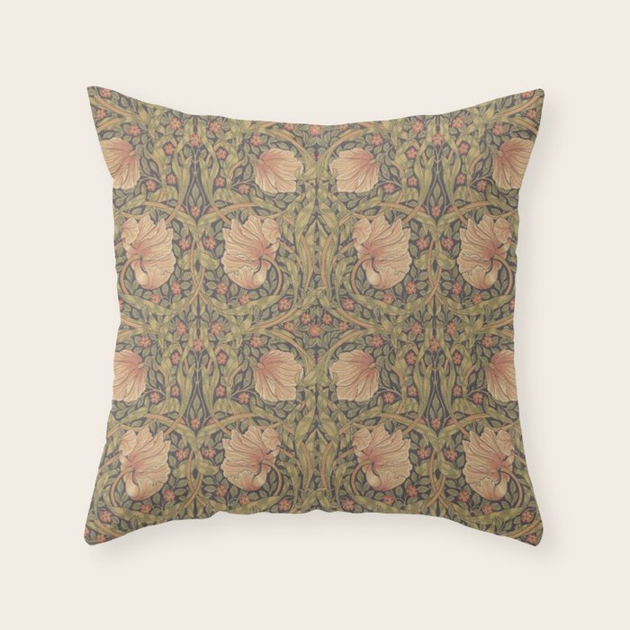 William Morris Vintage Pimpernel Bullrush Russet Minor Throw Pillow Gallery Image 1