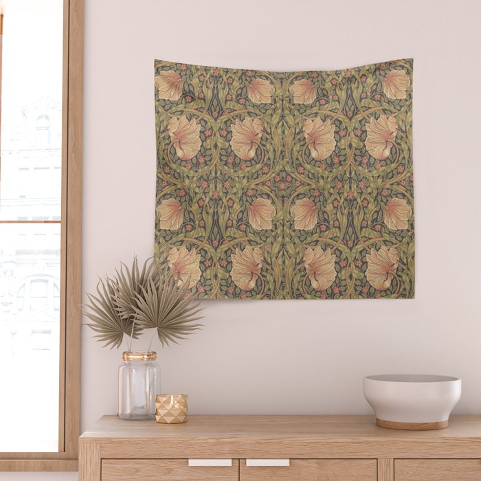 William Morris Vintage Pimpernel Bullrush Russet Minor Wall Tapestry Gallery Image 2