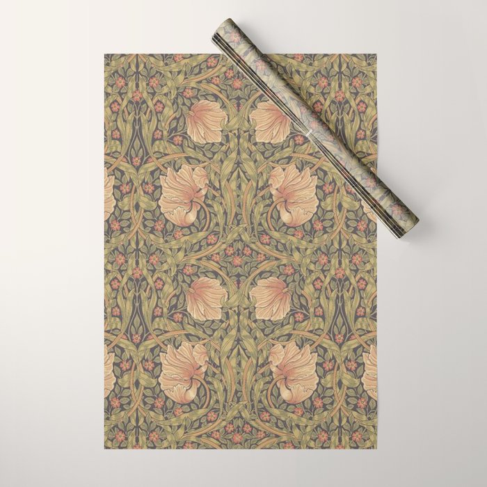 William Morris Vintage Pimpernel Bullrush Russet Minor Wrapping Paper Gallery Image 1