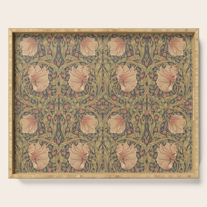 William Morris Vintage Pimpernel Bullrush Russet Minor Serving Tray Gallery Image 1
