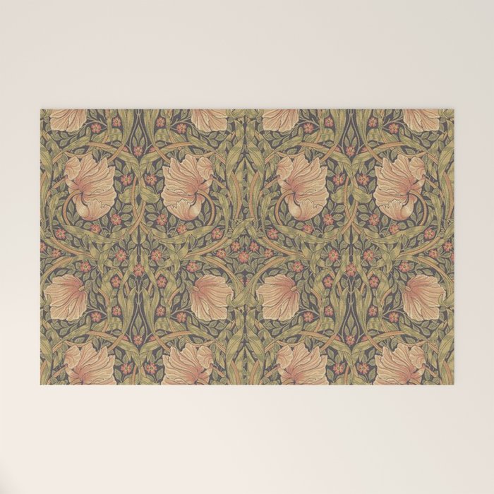 William Morris Vintage Pimpernel Bullrush Russet Minor Welcome Mat Gallery Image 1
