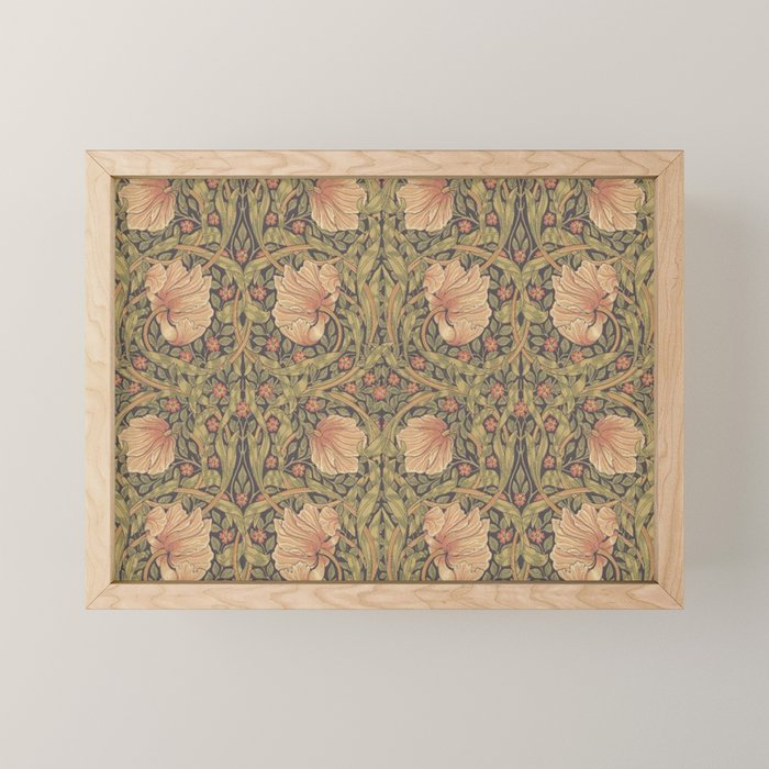 William Morris Vintage Pimpernel Bullrush Russet Minor Mini Art Print Gallery Image 1