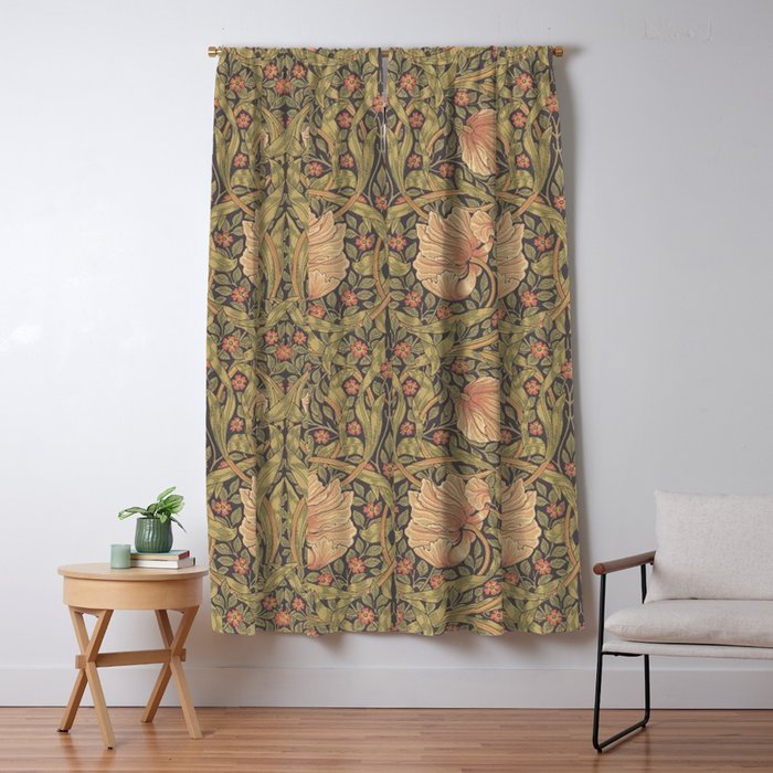William Morris Vintage Pimpernel Bullrush Russet Minor Window Curtain Gallery Image 5
