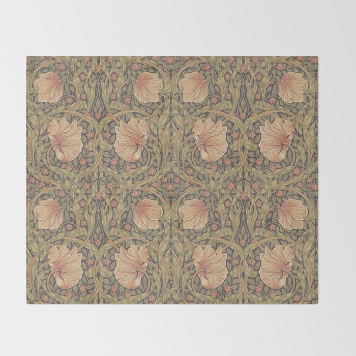 William Morris Vintage Pimpernel Bullrush Russet Minor Throw Blanket Gallery Image 2
