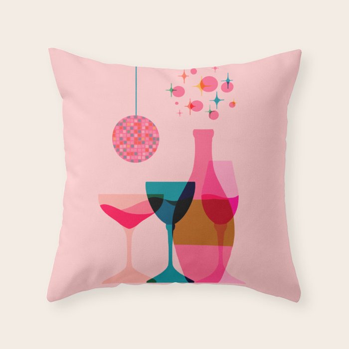 First Bubbly then Disco  Throw Pillow Gallery Image 1