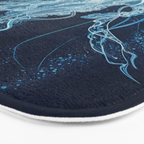 Japandi Wall Art Jellyfish Painting Blue Maximalist Japanese Wall Art Ocean White and Blue Poster Bath Mat Gallery Image 3