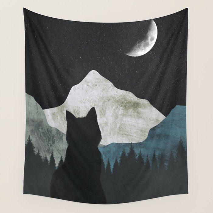 Black Cat 2 Wall Tapestry Gallery Image 4