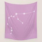 Aquarius Zodiac Star Constellation Line Art Pastel Lilac Wall Tapestry Gallery Image 4