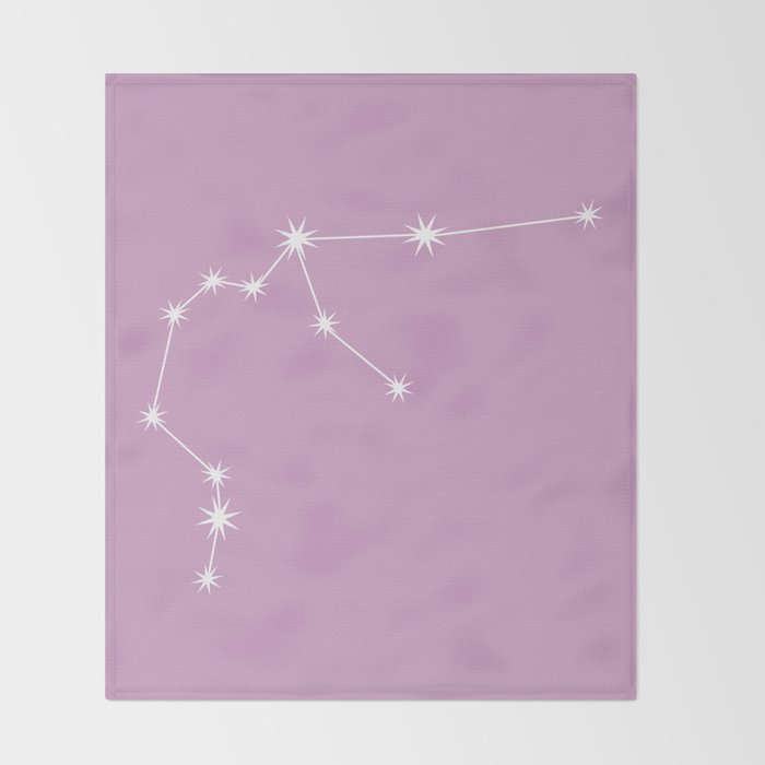 Aquarius Zodiac Star Constellation Line Art Pastel Lilac Throw Blanket Gallery Image 2