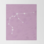 Aquarius Zodiac Star Constellation Line Art Pastel Lilac Throw Blanket Gallery Image 2