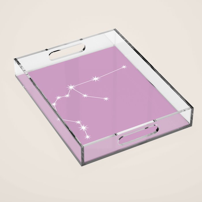Aquarius Zodiac Star Constellation Line Art Pastel Lilac Acrylic Tray Gallery Image 1