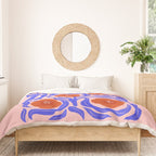 Bold Red Flowers And Blue Leaves Duvet Cover Gallery Image 3
