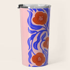 Bold Red Flowers And Blue Leaves Travel Mug Gallery Image 3