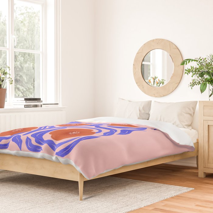 Bold Red Flowers And Blue Leaves Duvet Cover Gallery Image 2