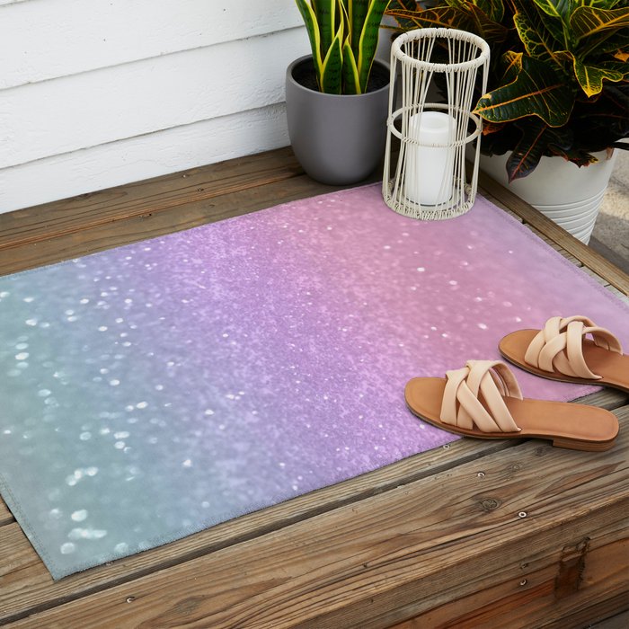 Unicorn Princess Glitter #1 (Faux Glitter) #pastel #decor #art #society6 Outdoor Rug Gallery Image 2