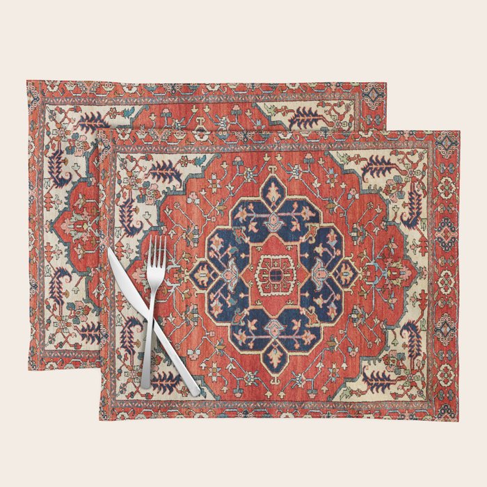 Heriz Bilverdi Azerbaijan Northwest Persian Rug Print Placemat Gallery Image 1