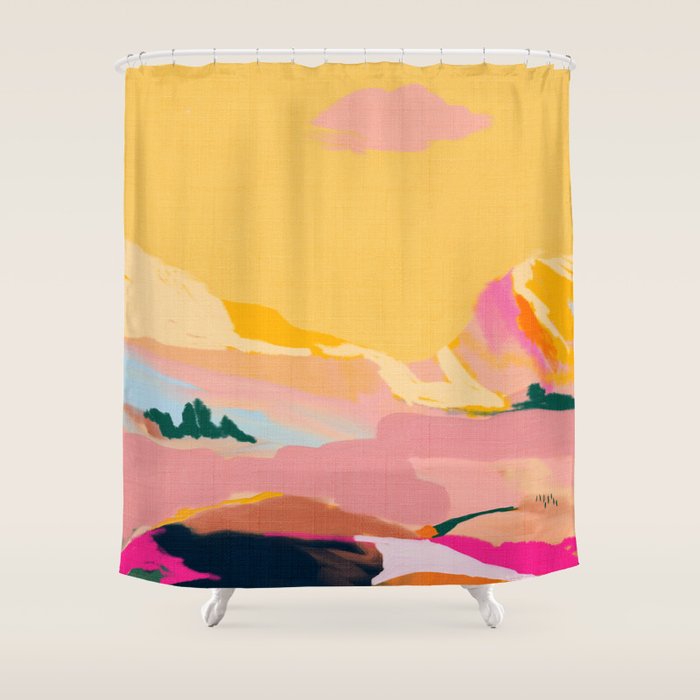abstract pink dream cloud sky Shower Curtain Gallery Image 1