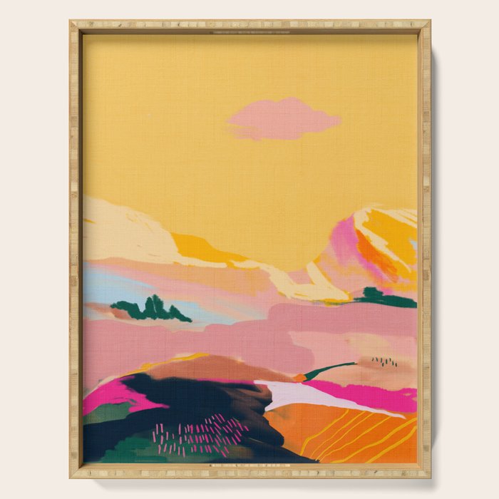 abstract pink dream cloud sky Serving Tray Gallery Image 1