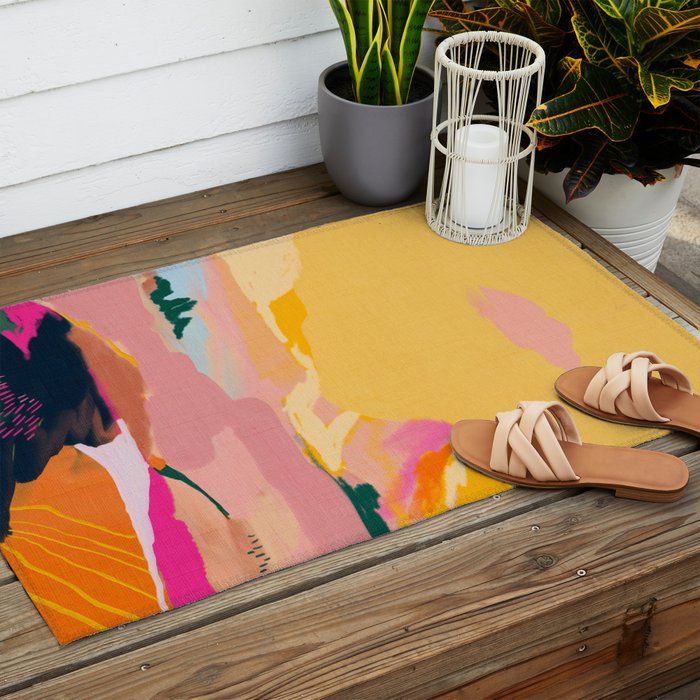 abstract pink dream cloud sky Outdoor Rug Gallery Image 2