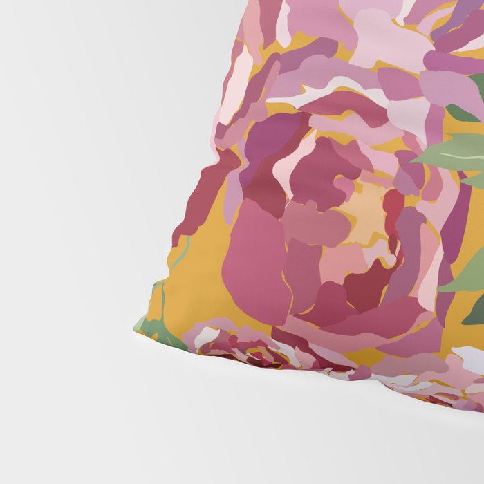 Happy peony with mustard yellow background Pillow Sham Gallery Image 4