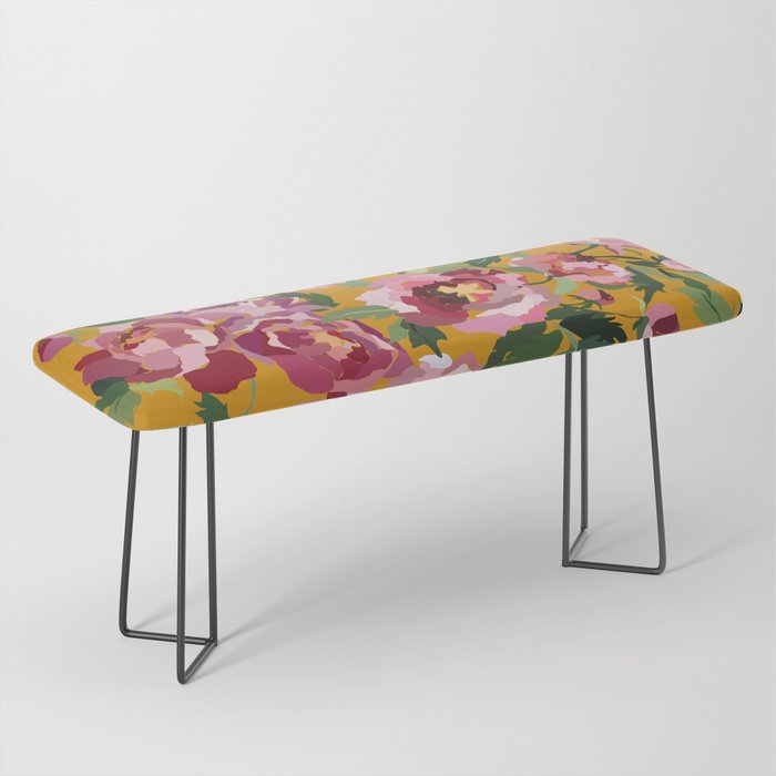 Happy peony with mustard yellow background Bench Gallery Image 1
