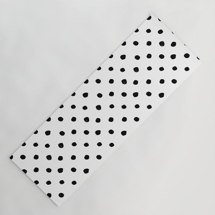 Hand Drawn Polka Dots â Black and White Ink Art Yoga Mat Gallery Image 1