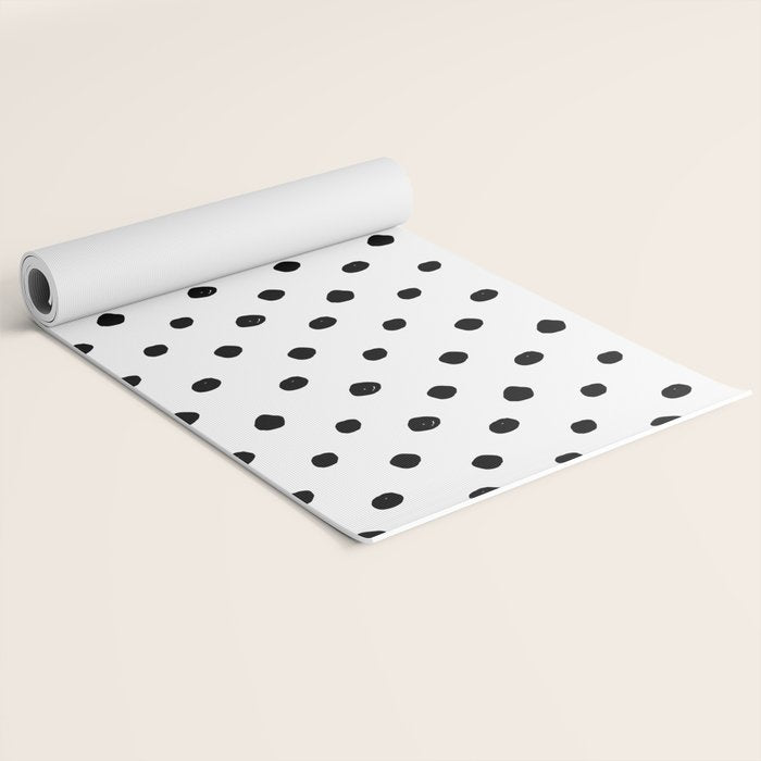 Hand Drawn Polka Dots â Black and White Ink Art Yoga Mat Gallery Image 2