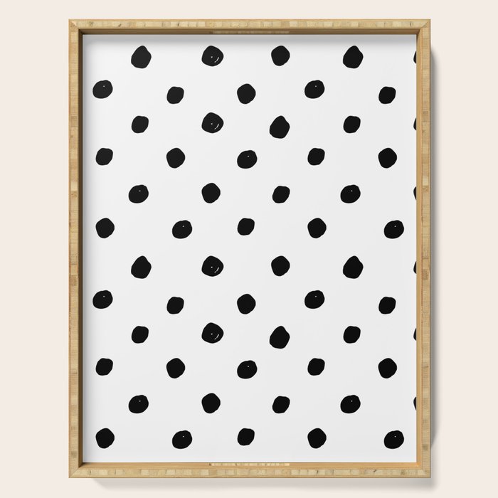 Hand Drawn Polka Dots â Black and White Ink Art Serving Tray Gallery Image 1