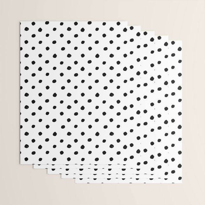 Hand Drawn Polka Dots â Black and White Ink Art Wrapping Paper Gallery Image 3