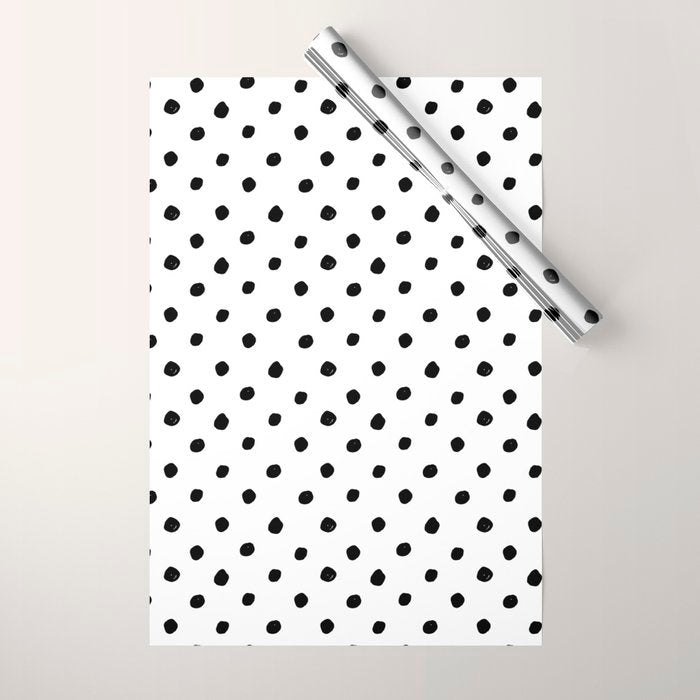 Hand Drawn Polka Dots â Black and White Ink Art Wrapping Paper Gallery Image 1