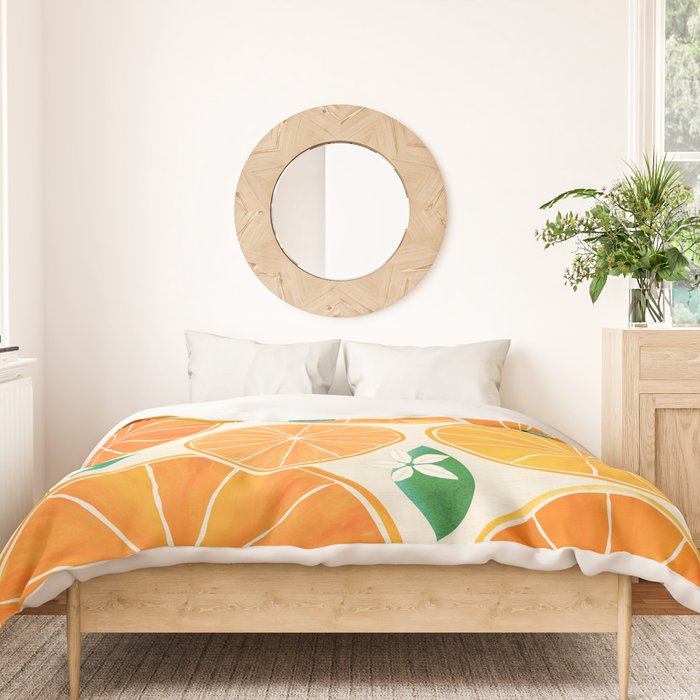 Orange Slices With Blossoms Duvet Cover Gallery Image 3