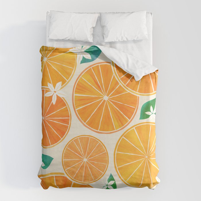 Orange Slices With Blossoms Duvet Cover Gallery Image 1