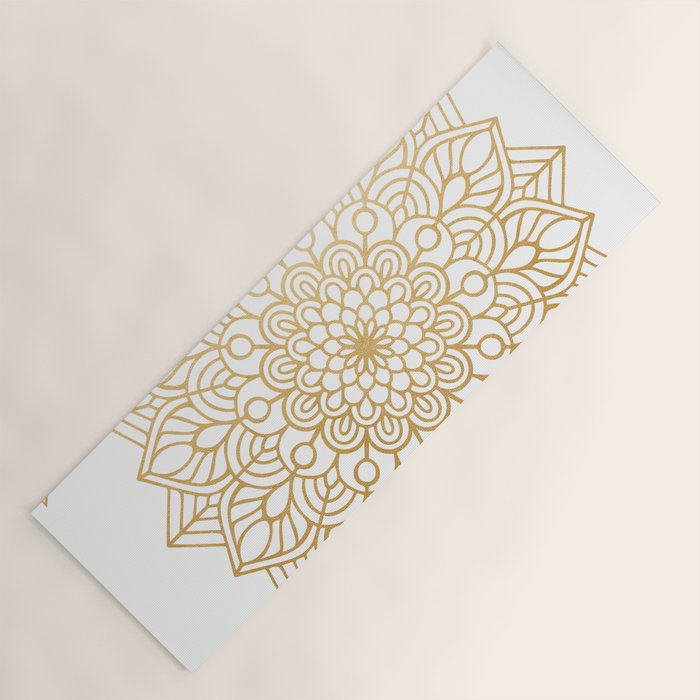 Beautiful White & Gold Mandala Pattern Yoga Mat Gallery Image 1