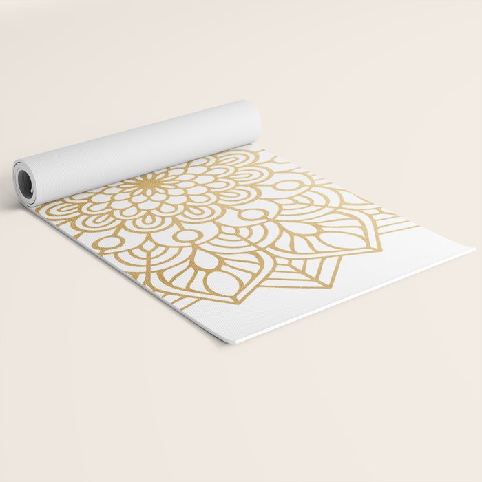 Beautiful White & Gold Mandala Pattern Yoga Mat Gallery Image 2