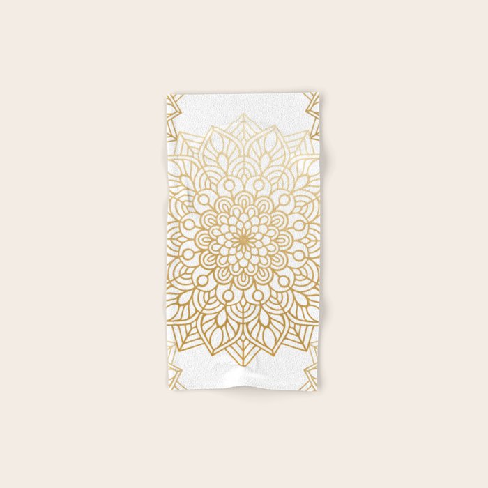 Beautiful White & Gold Mandala Pattern Bath Towel Gallery Image 1