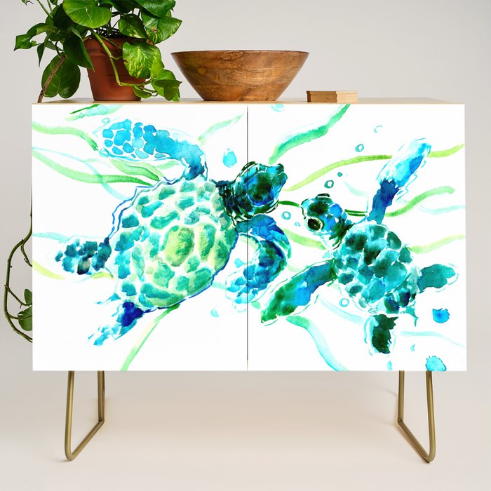 Sea Turtles, Turquoise blue Design Credenza Gallery Image 1